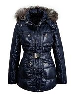 Пальто жен утепл пух GERA чернобурка (чернильный)
